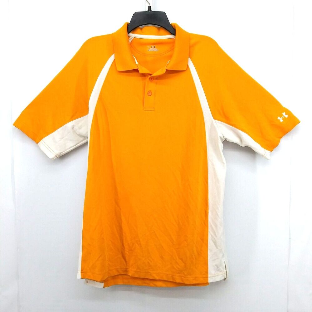 Under Armour Heat Gear Polo Shirt Mens Size L Creamsicle Orange Rugby Golf